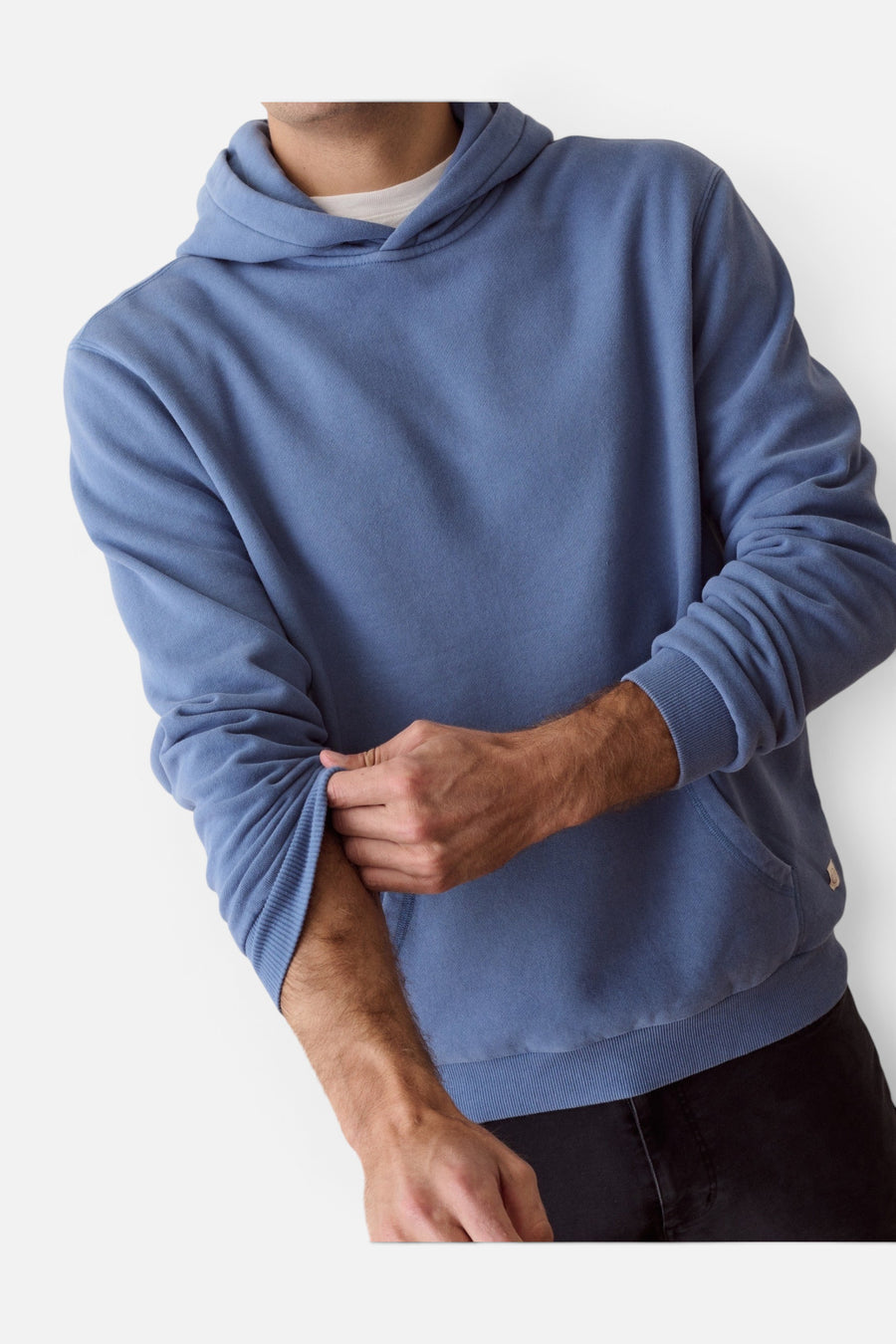 Marine Layer Cloud 9 Fleece Relaxed Hoodie in Copen Blue – side view