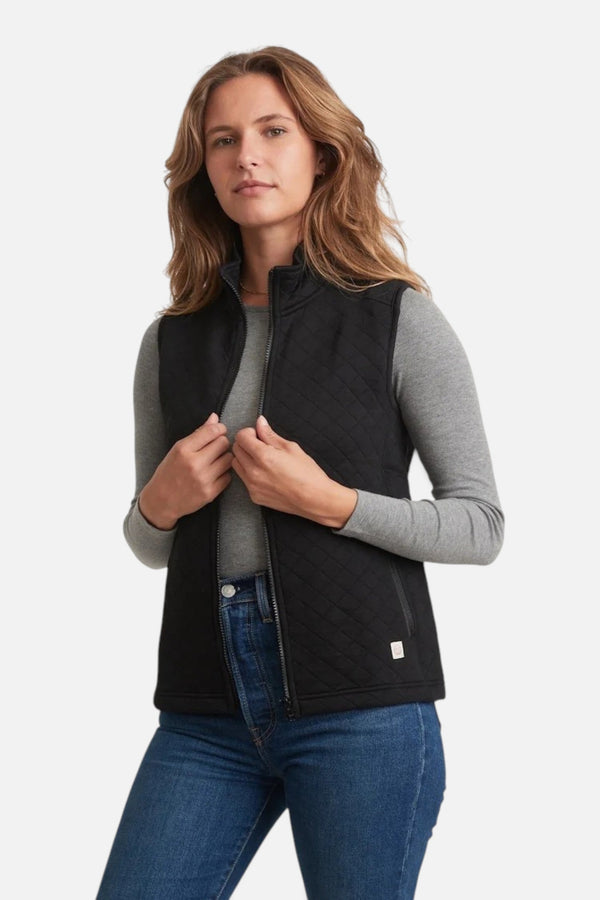 Marine Layer Corbet Full Zip Vest in Black Heather