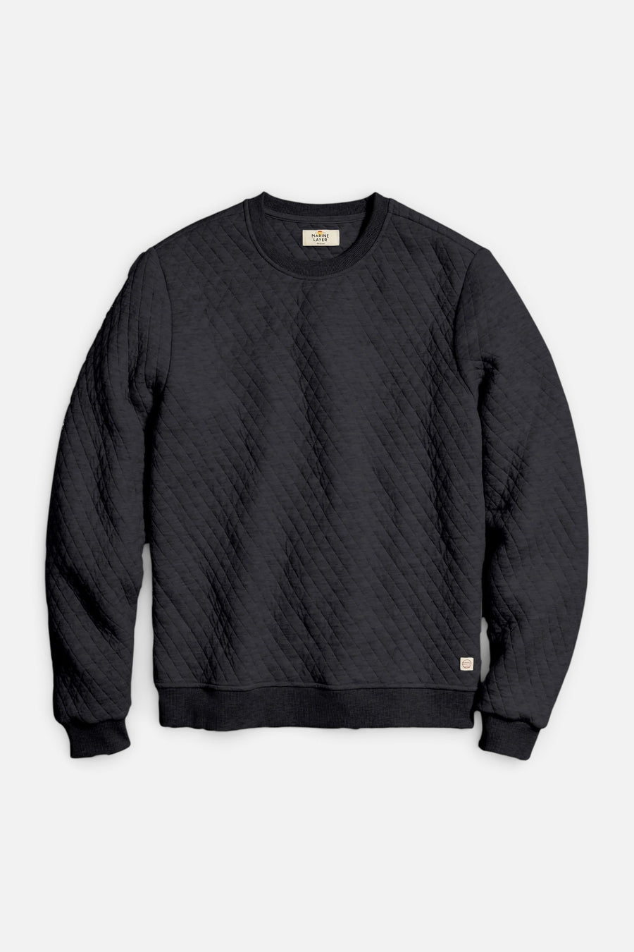 Marine Layer Corbet Quilted Crewneck in Charcoal – front view