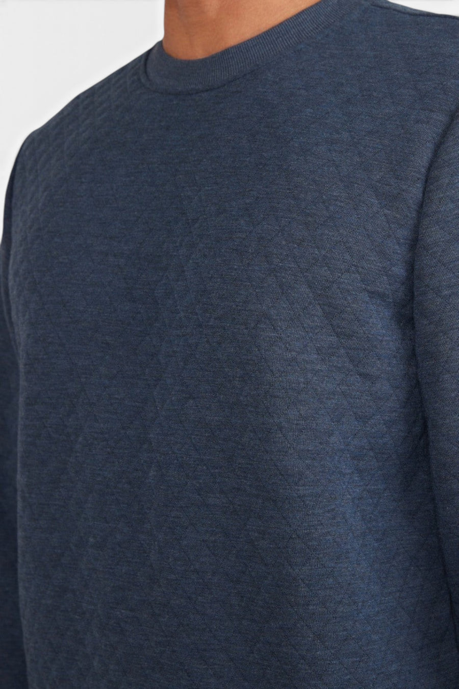 Marine Layer Corbet Quilted Crewneck in Navy – detail