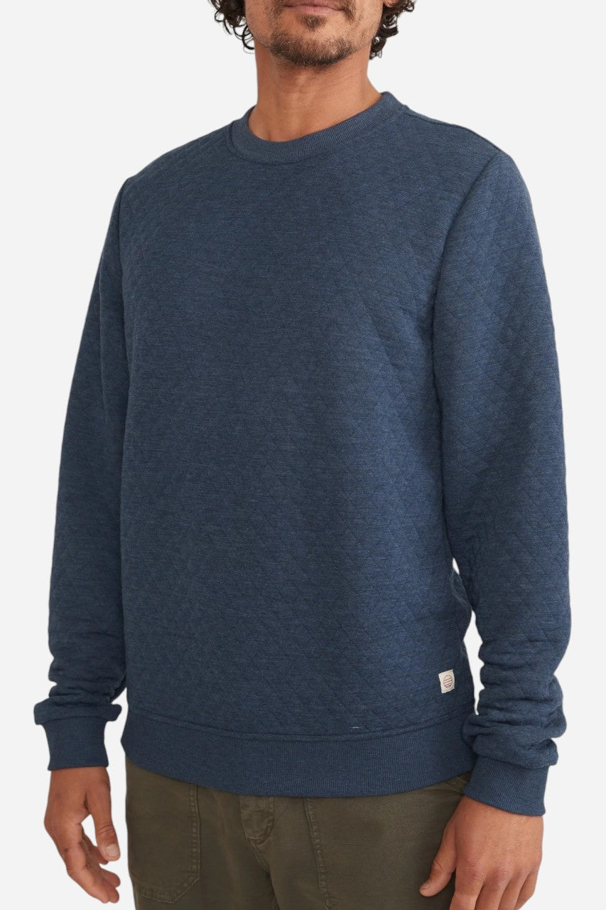 Marine Layer Corbet Quilted Crewneck in Navy – front view