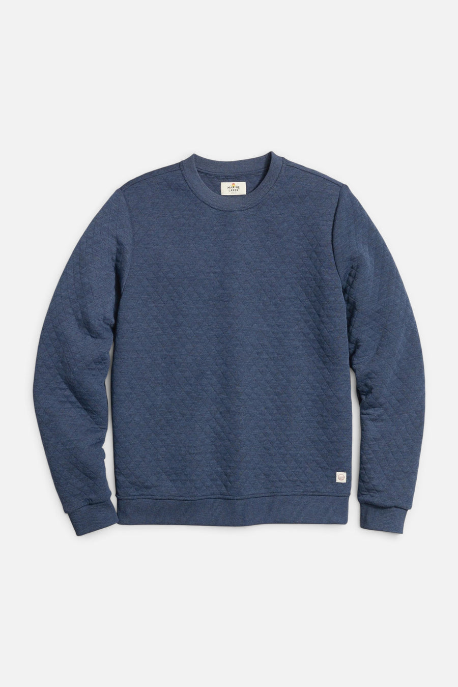 Marine Layer Corbet Quilted Crewneck in Navy – front view