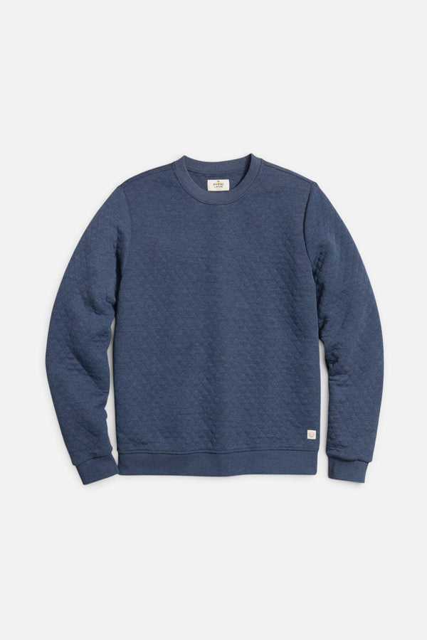 Marine Layer Corbet Quilted Crewneck in Navy