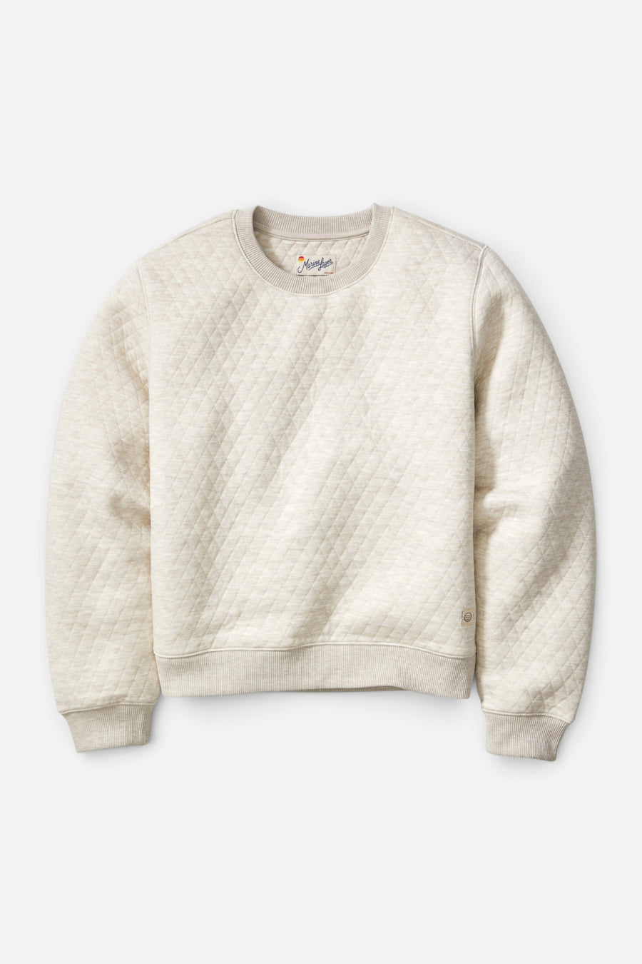 Marine Layer Corbet Quilted Crewneck in Oat – front view