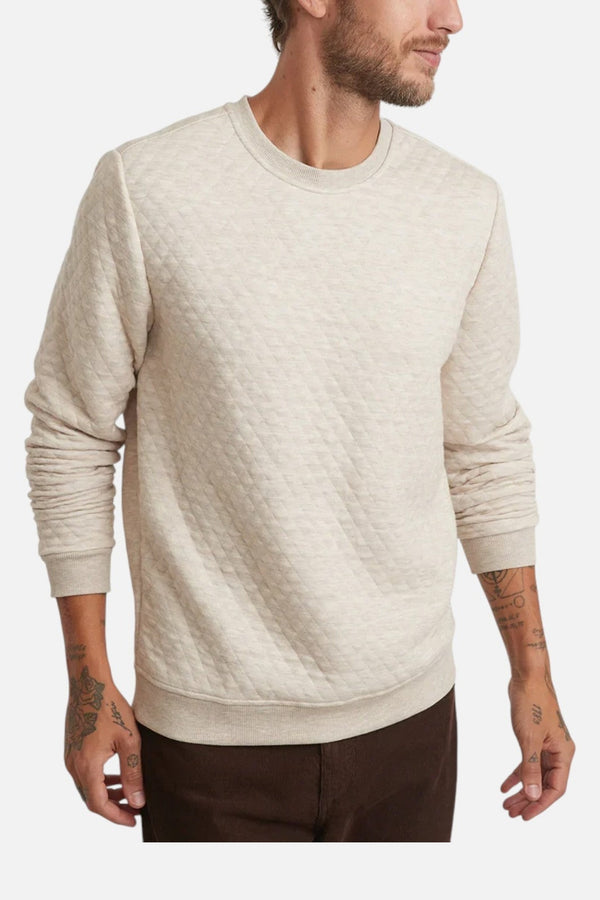 Marine Layer Corbet Quilted Crewneck in Oat