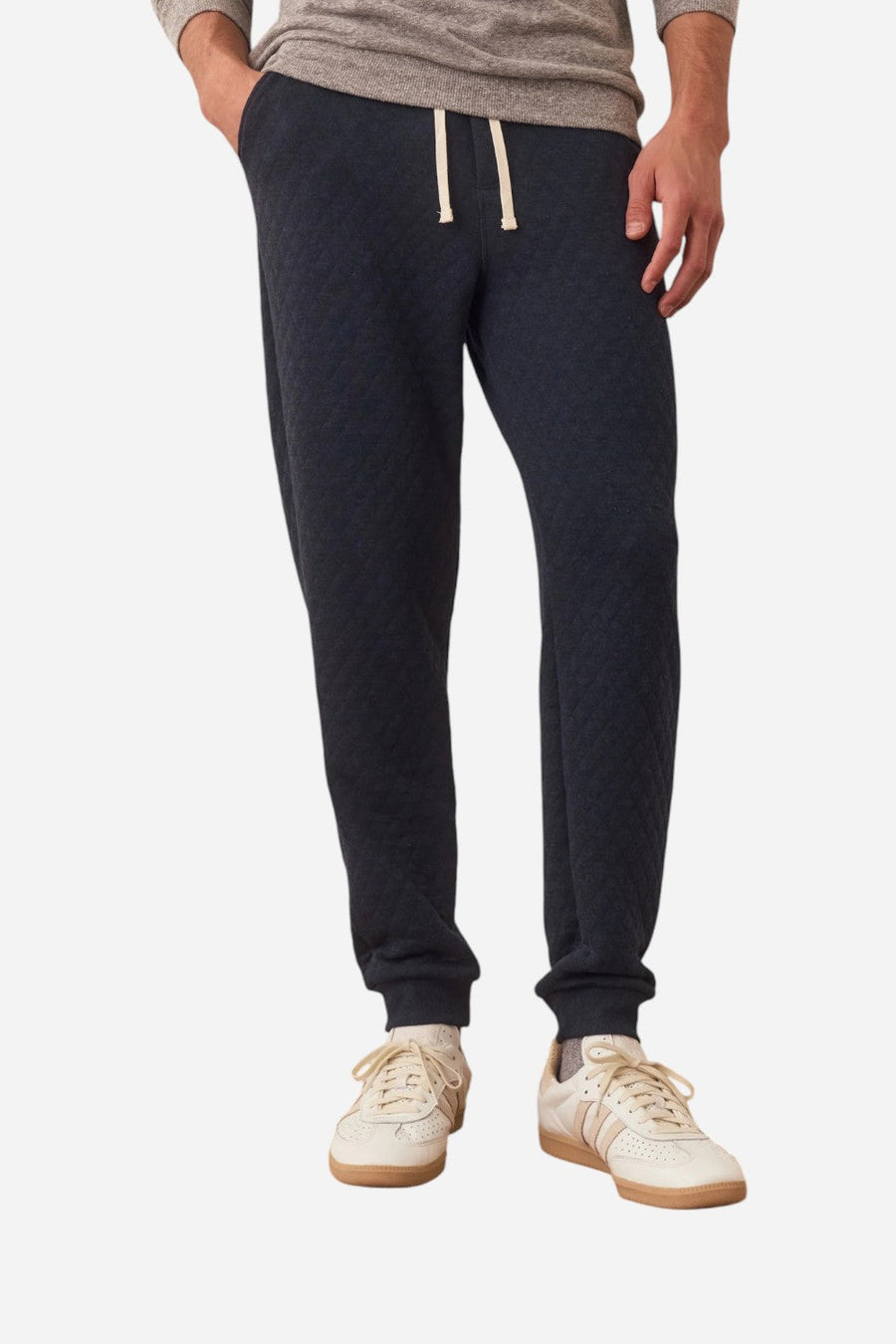 Marine Layer Corbet Quilted Jogger in Navy – back view