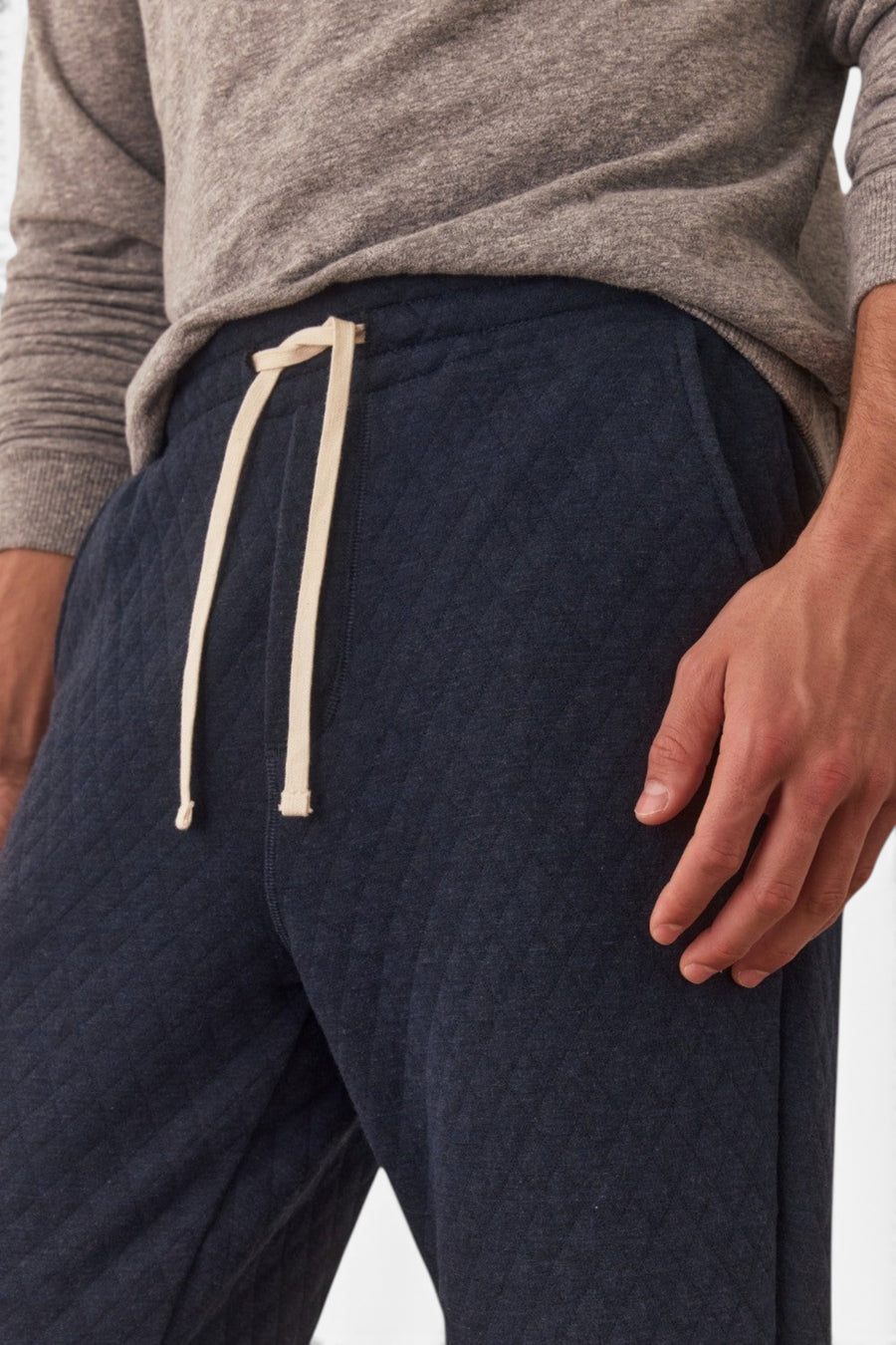 Marine Layer Corbet Quilted Jogger in Navy – side view