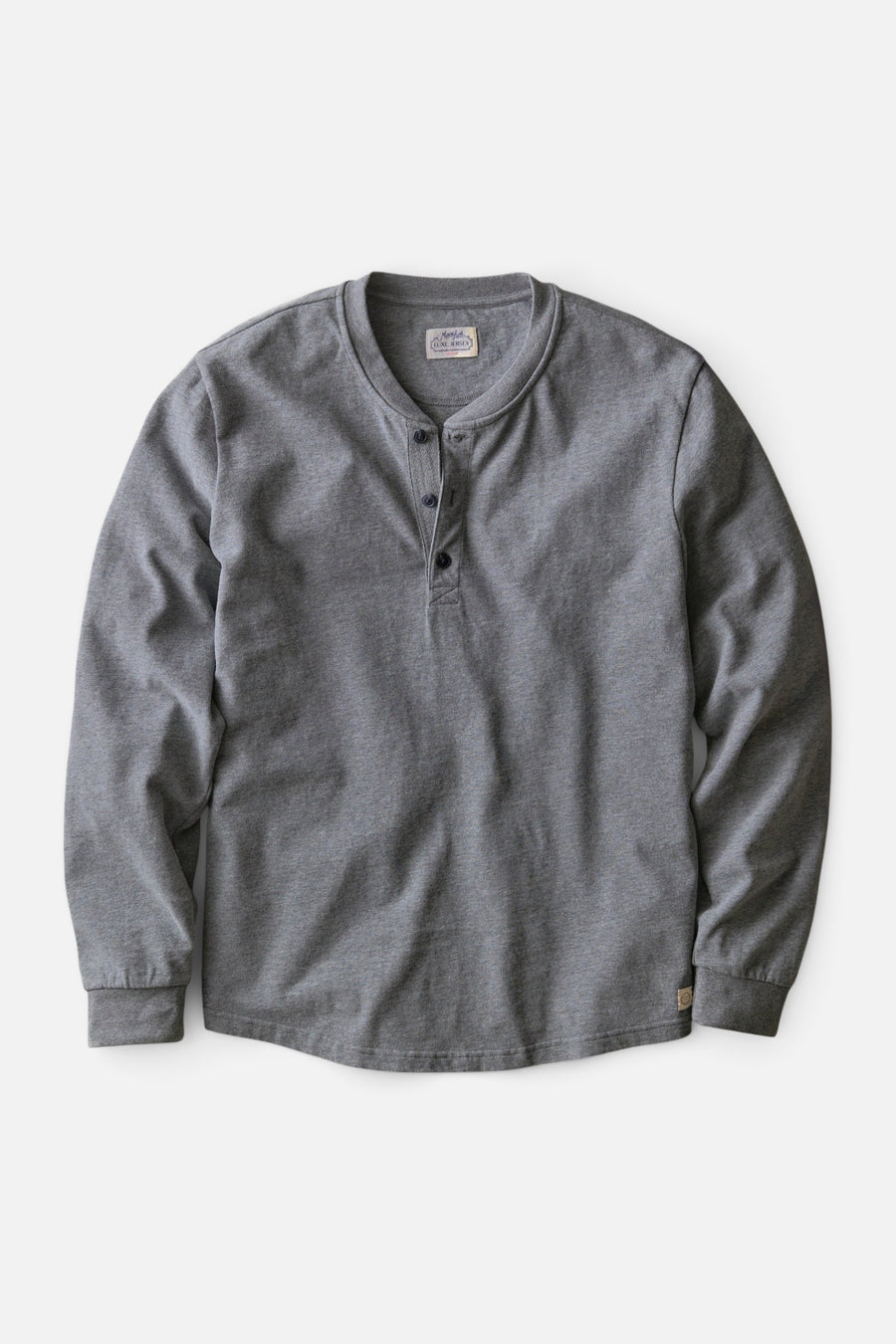 Marine Layer Luxe Jersey Henley in Heather Grey – front view