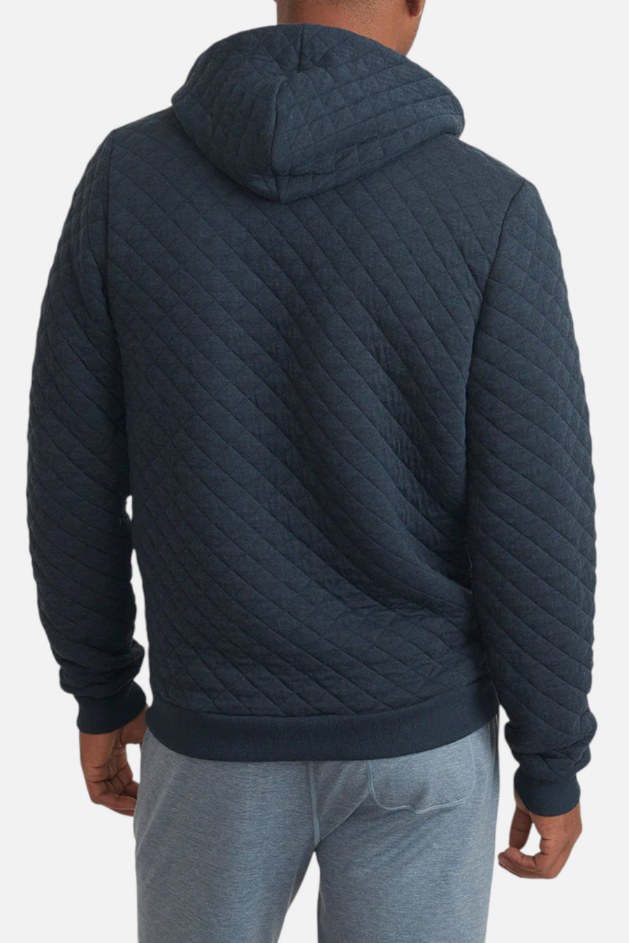 Marine Layer Men's Corbet Quilted Full Zip Hood Navy Heather – back view