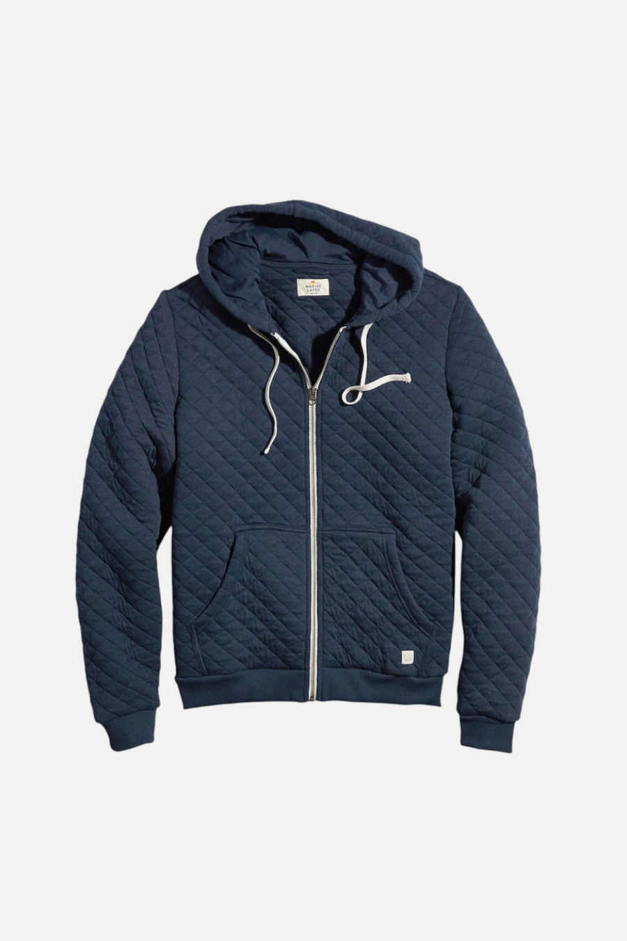 Marine Layer Men's Corbet Quilted Full Zip Hood Navy Heather – flat lay