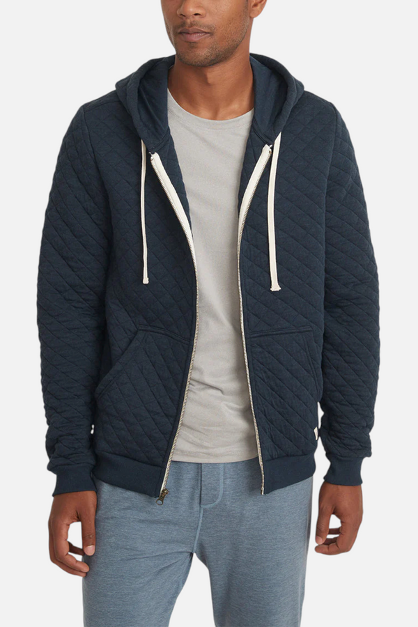 Marine Layer Men's Corbet Quilted Full Zip Hood Navy Heather