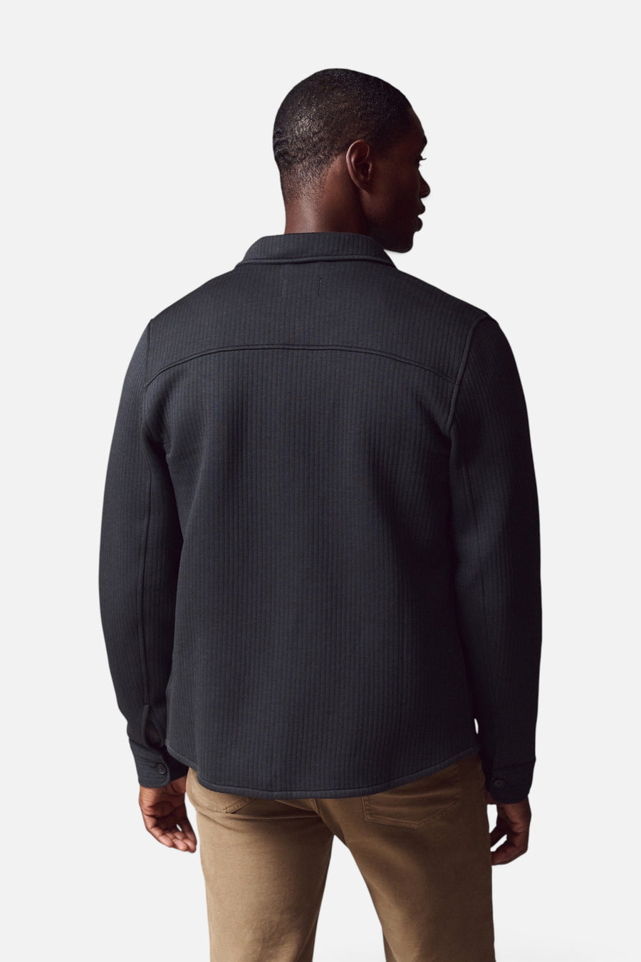 Marine Layer Men's Corbet Quilted Overshirt in Charcoal – back view