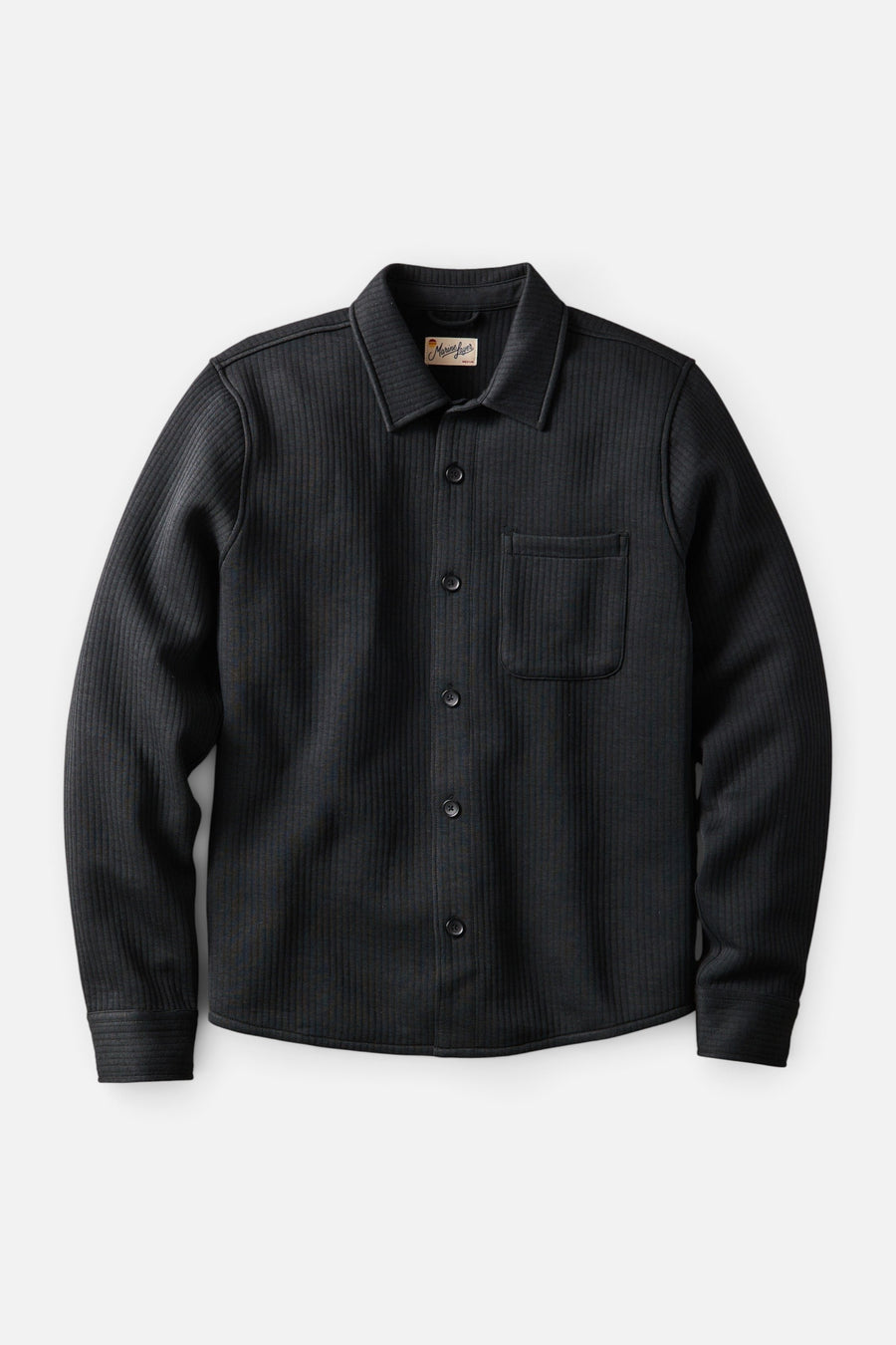 Marine Layer Men's Corbet Quilted Overshirt in Charcoal – front view