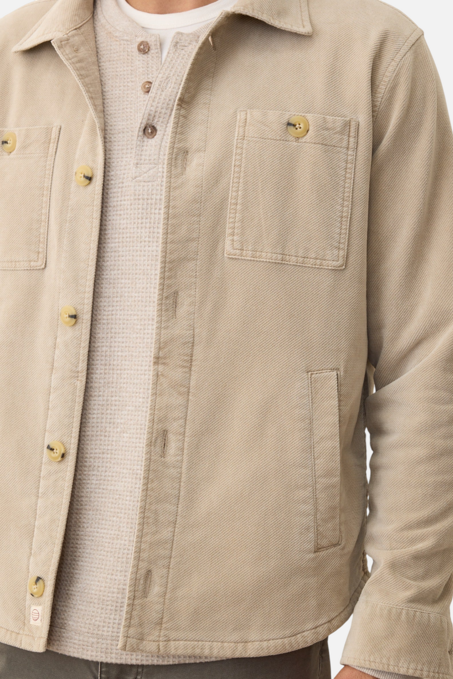 Marine Layer Men's Max Moleskin Overshirt in Taupe – back view