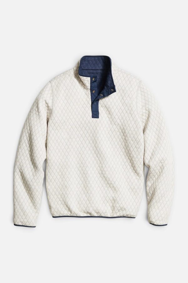 Marine Layer Men's Reversible Corbet Pullover in Navy/Oat