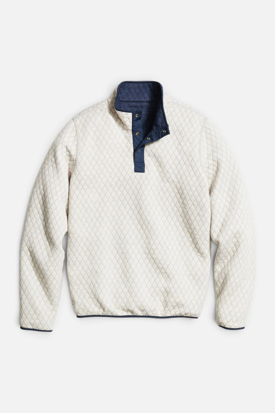Marine Layer Men's Reversible Corbet Pullover in Navy/Oat – back view