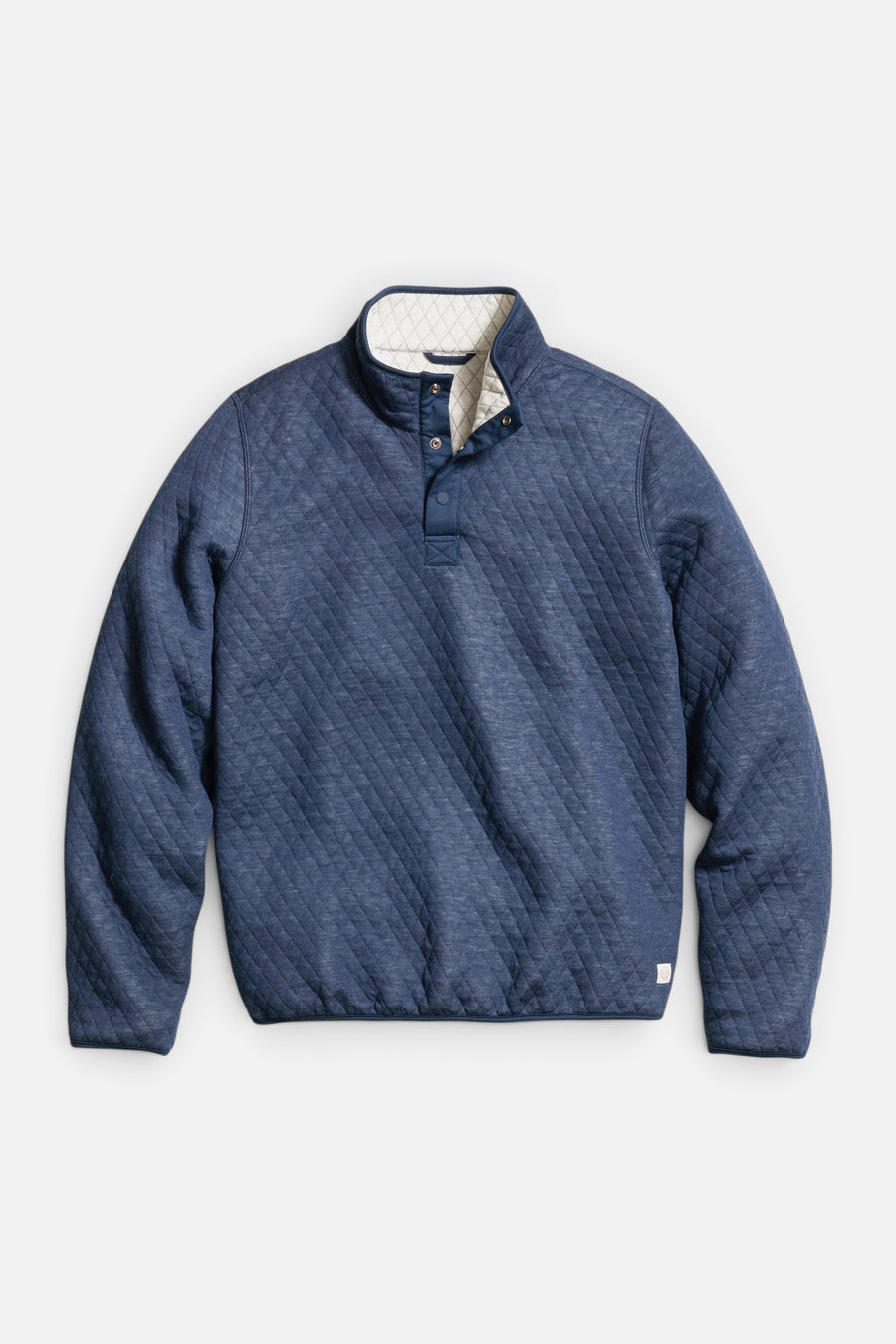 Marine Layer Men's Reversible Corbet Pullover in Navy/Oat – front view