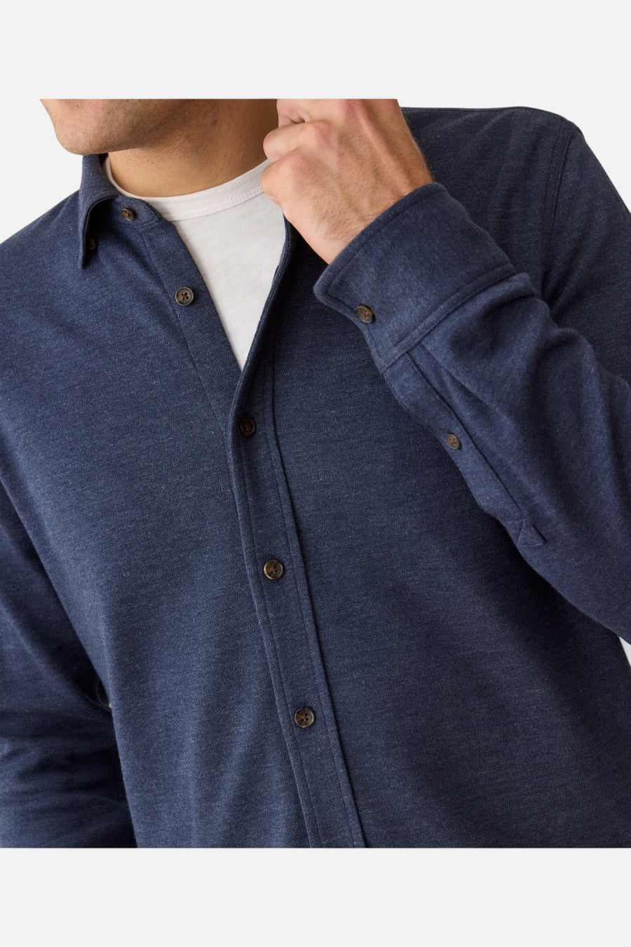 Marine Layer Pacifica Stretch Twill Shirt in Navy – detail