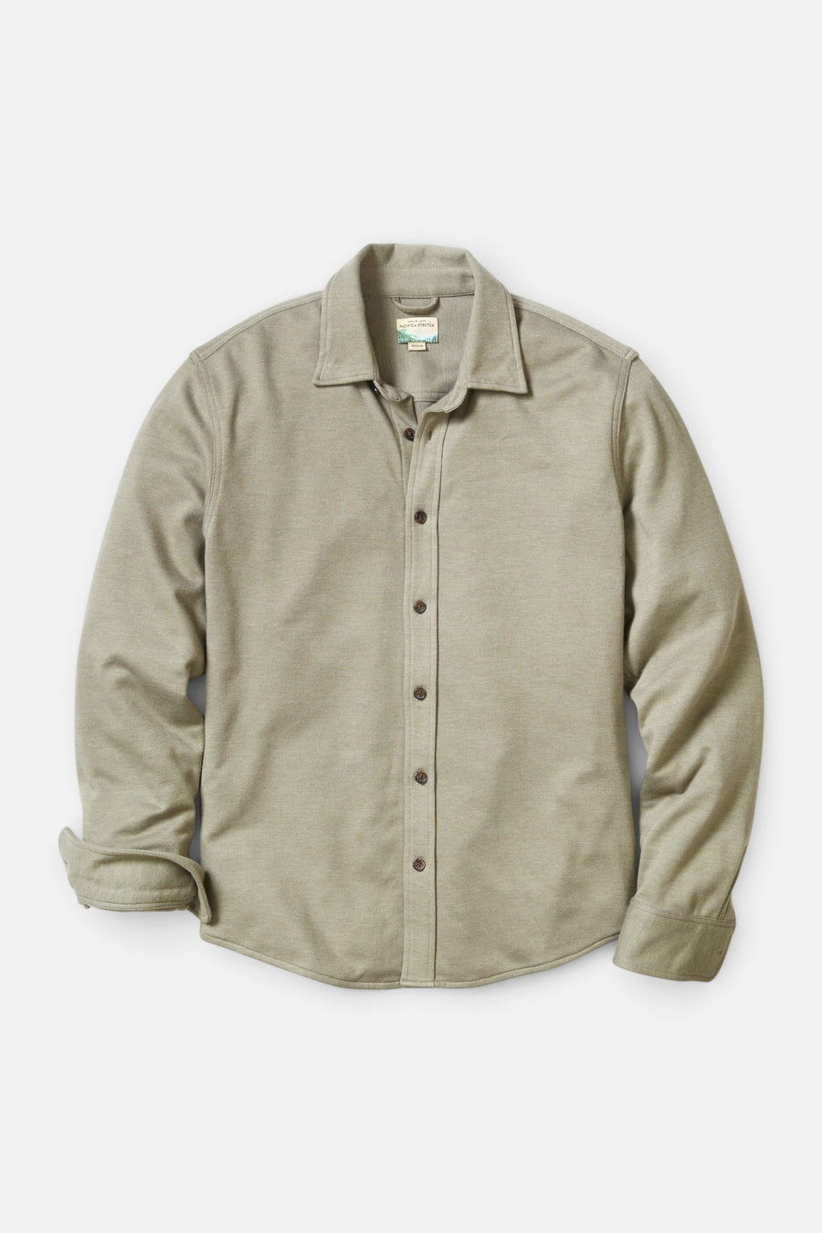 Marine Layer Pacifica Stretch Twill Shirt in Vetiver – front view
