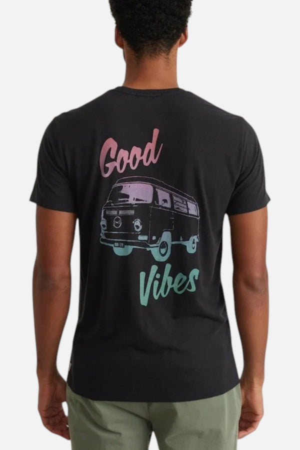Marine Layer Re-Spun Graphic Tee in Faded Black