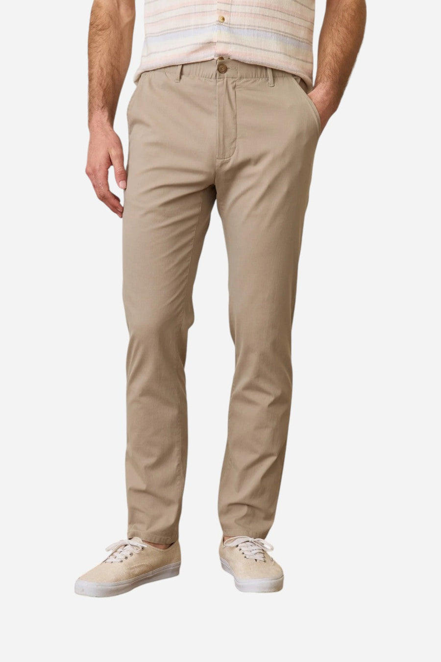 Marine Layer Saturday Breeze Chino in Vintage Khaki – flat lay