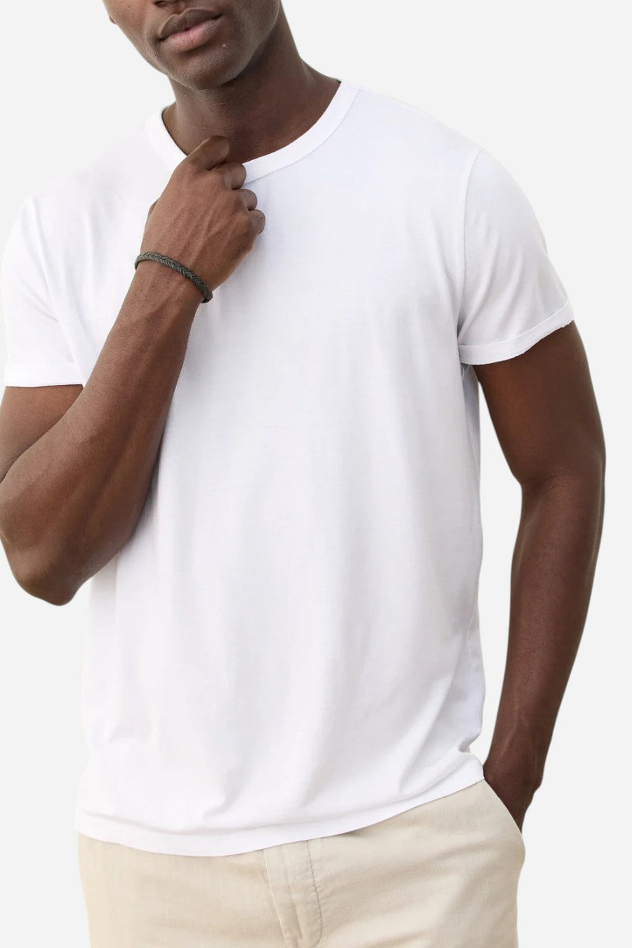 Marine Layer Signature Crew Tee in Pure White – back view