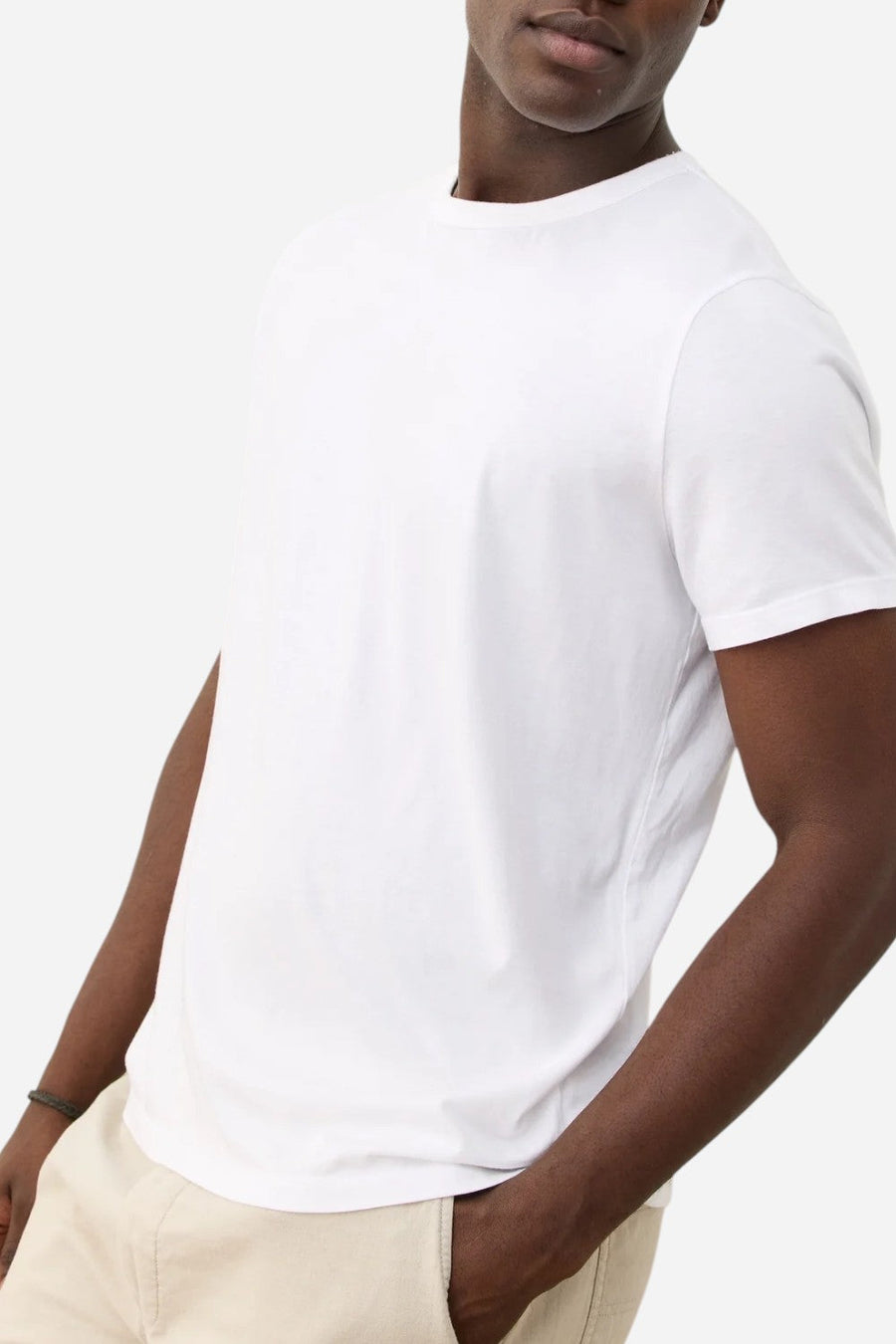Marine Layer Signature Crew Tee in Pure White – detail