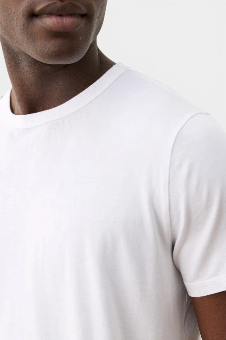 Marine Layer Signature Crew Tee in Pure White – flat lay