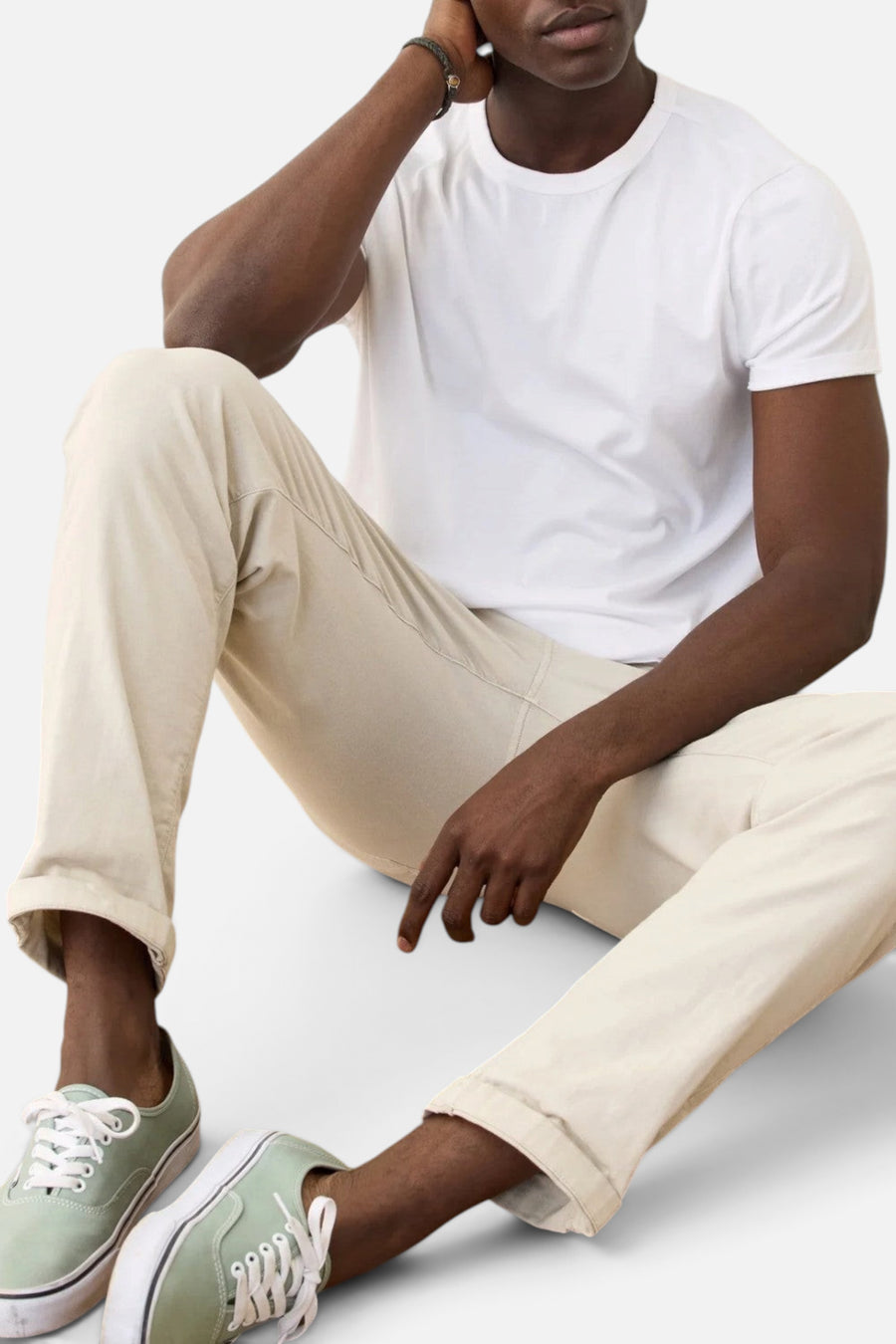 Marine Layer Signature Crew Tee in Pure White – side view