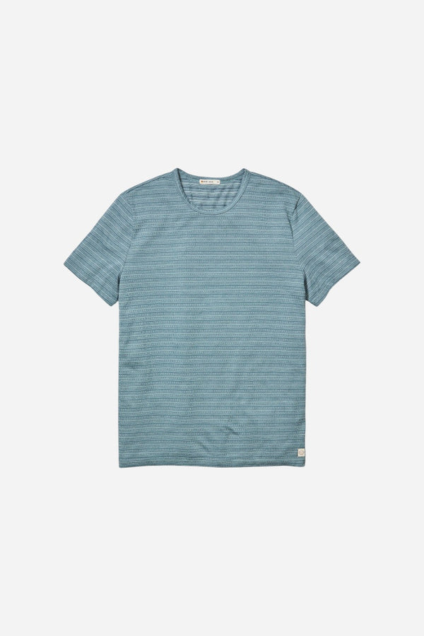 Marine Layer Signature Jacquard Crew Tee in Blue Spruce Multi