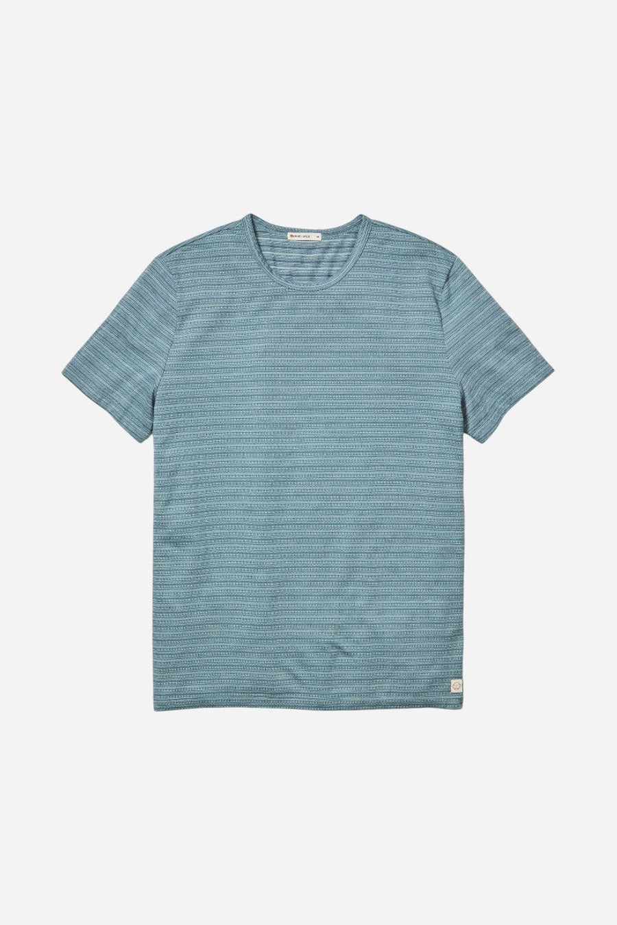 Marine Layer Signature Jacquard Crew Tee in Blue Spruce Multi – side view