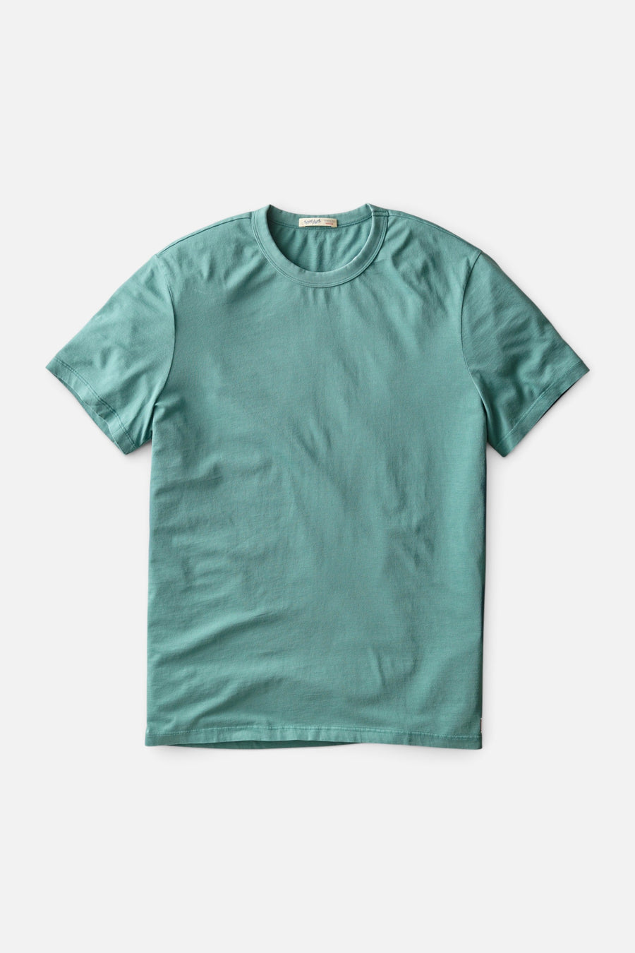 Marine Layer Signature Sea Change Crew Tee in Hydro – flat lay