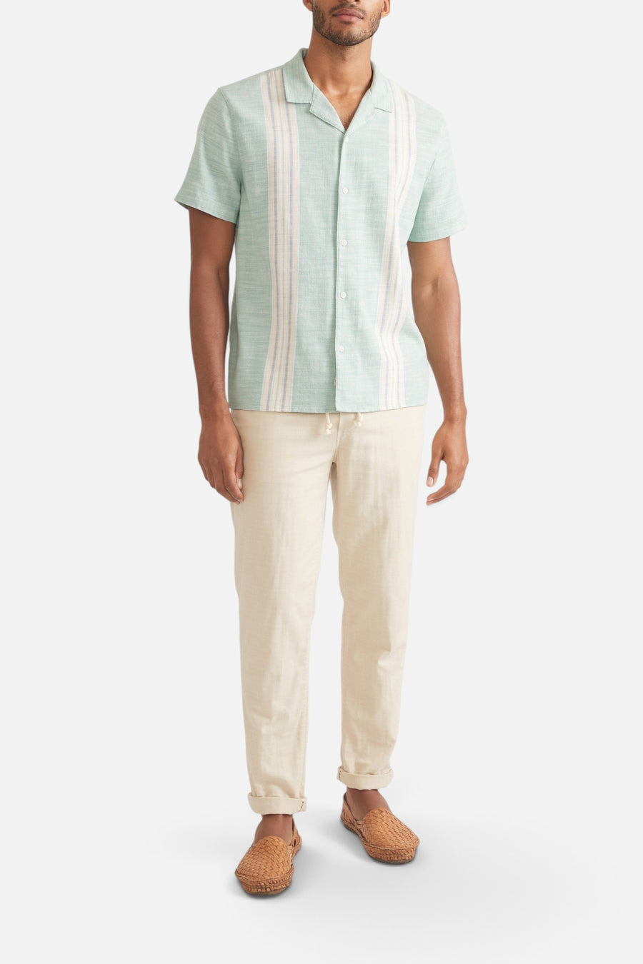 Marine Layer Stretch Selvage Resort Shirt in Malachite Multi Stripe – alternate