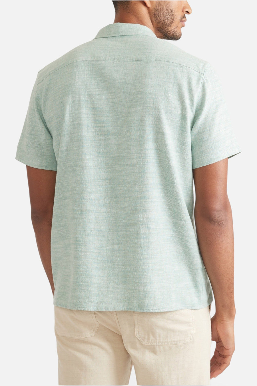 Marine Layer Stretch Selvage Resort Shirt in Malachite Multi Stripe – flat lay