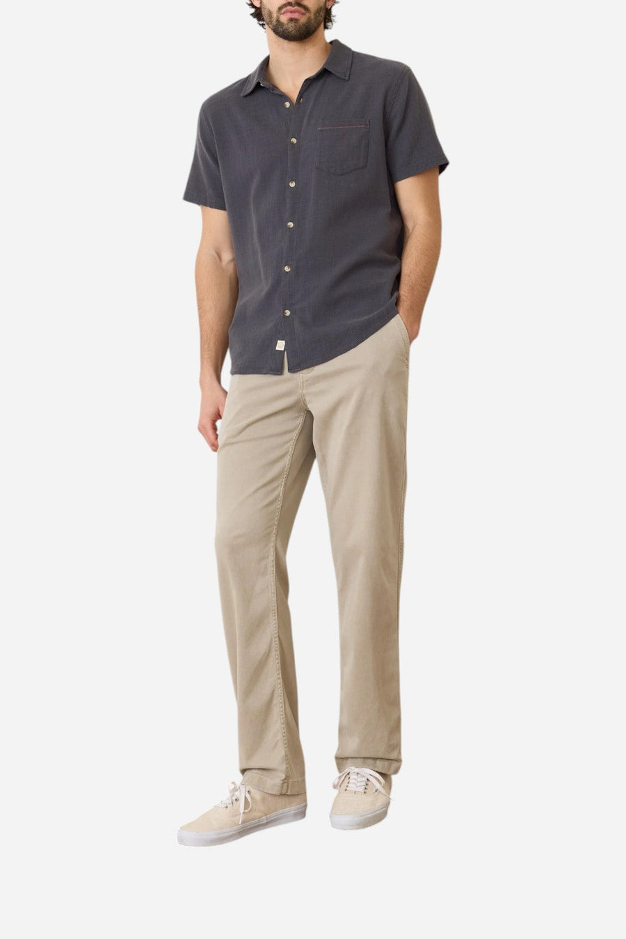Marine Layer Stretch Selvage Short Sleeve Shirt in India Ink – alternate