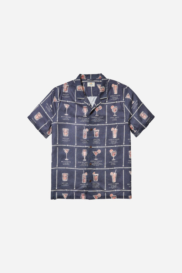 Marine Layer Tencel Linen Resort in Navy Happy Hour Print