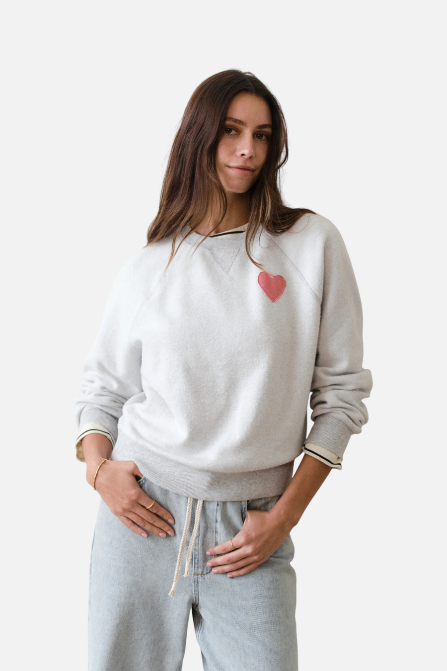Marine Layer Women's Cloud 9 Fleece Reversible Crewneck in Heather Grey – front view