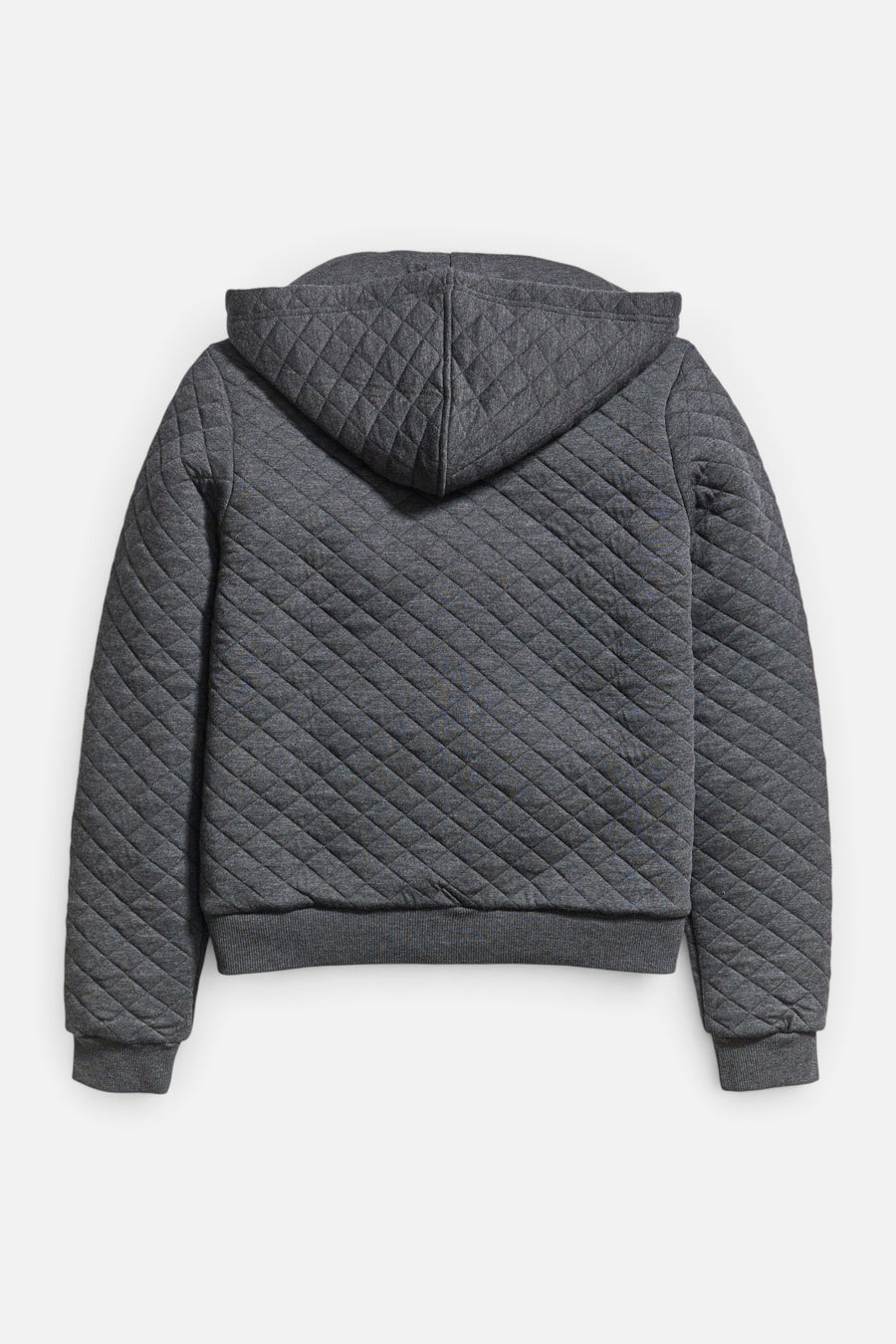 Marine Layer Women's Corbet Quilted Full Zip Hoodie in Dark Heather Grey – back view