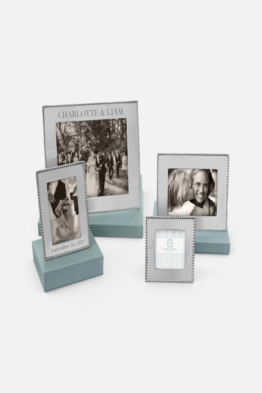 Mariposa Beaded 4X4 Engravable Frame – back view