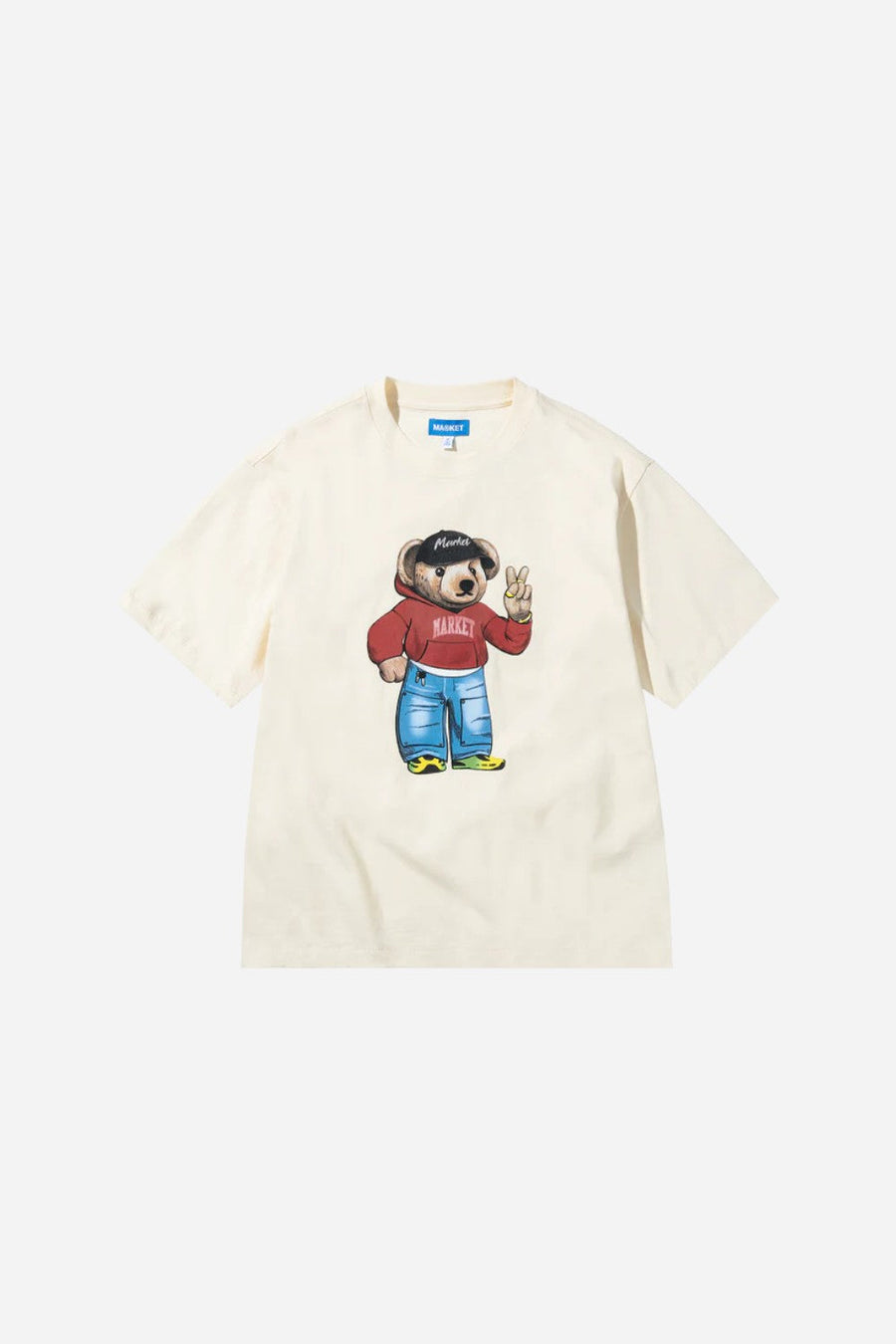 Market Fit Check Bear T-Shirt in Butter Cream – front view