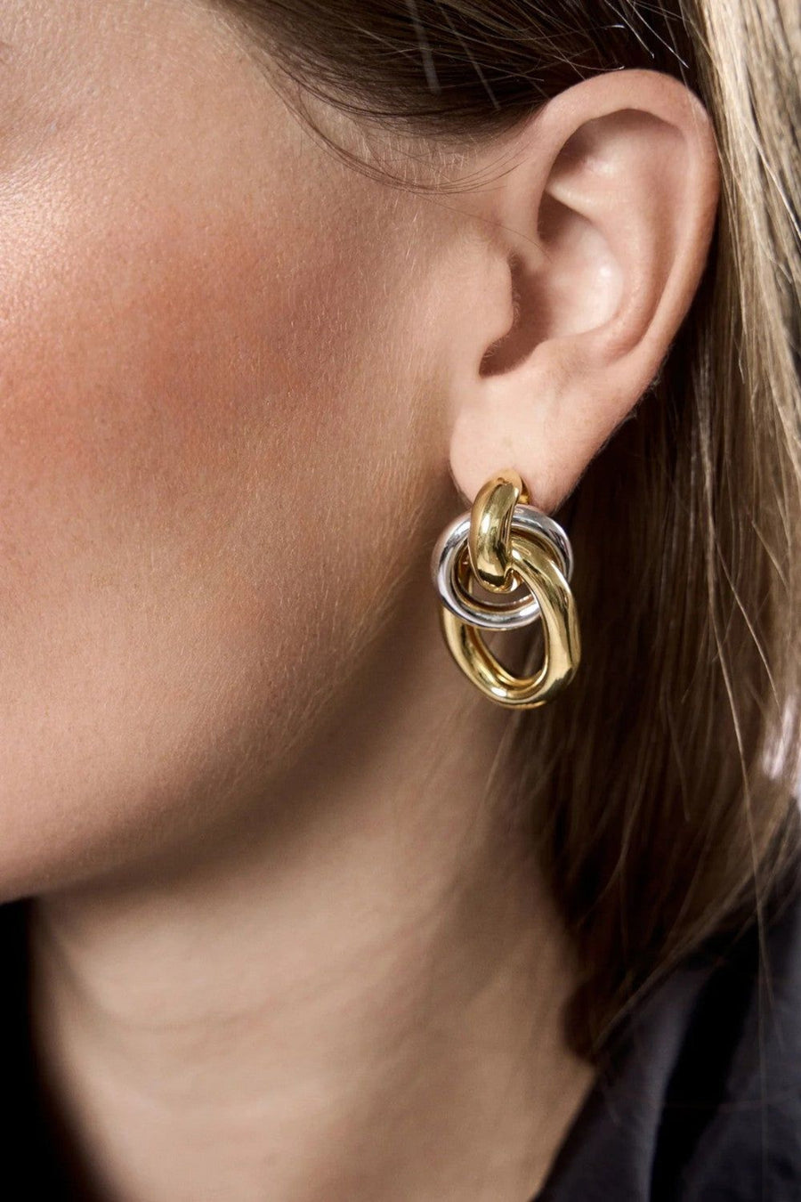 Martha Calvo Ami Two Tone Earrings – back view