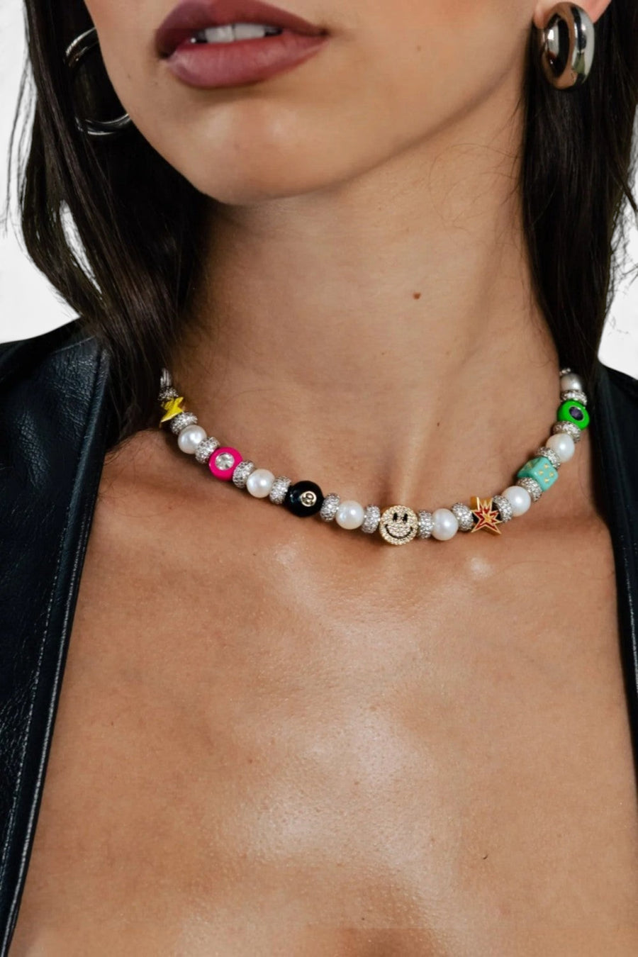 Martha Calvo Enamel Pearl Necklace – back view