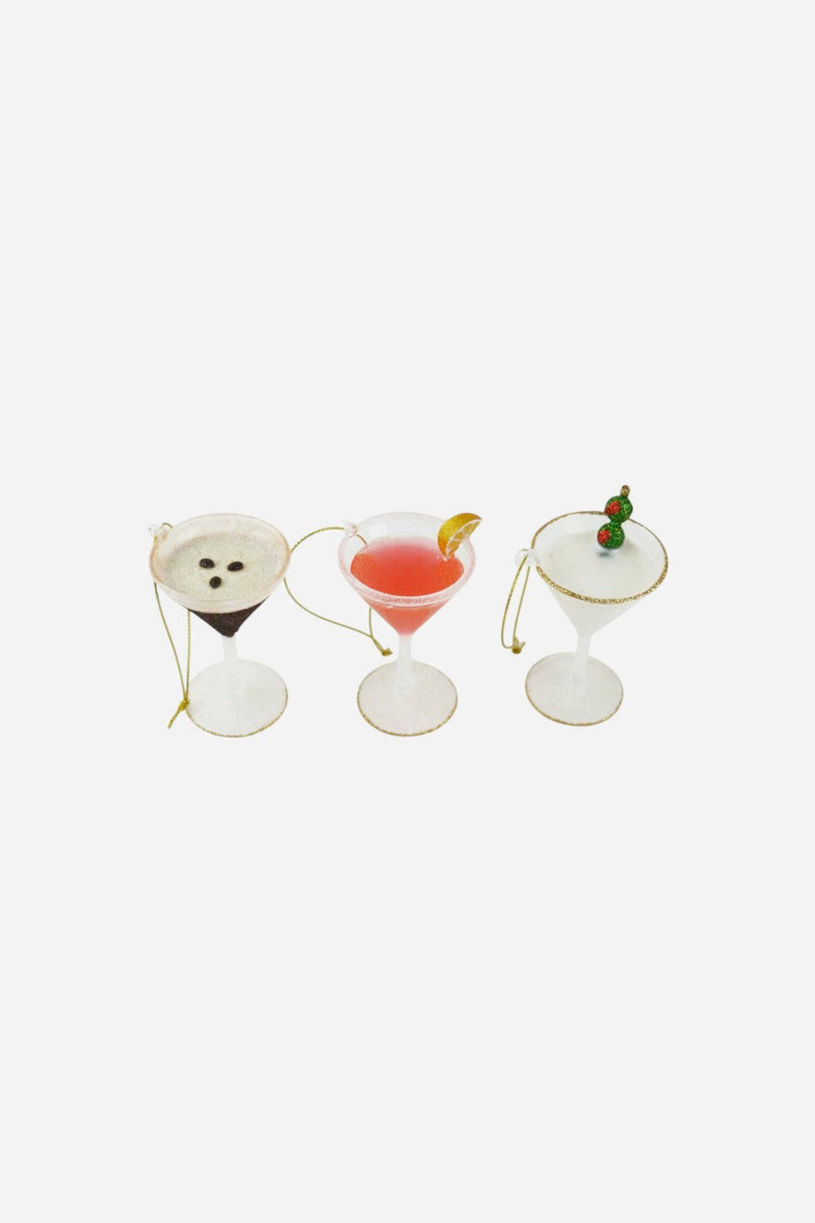 Martini 3 Piece Ornament Set – back view