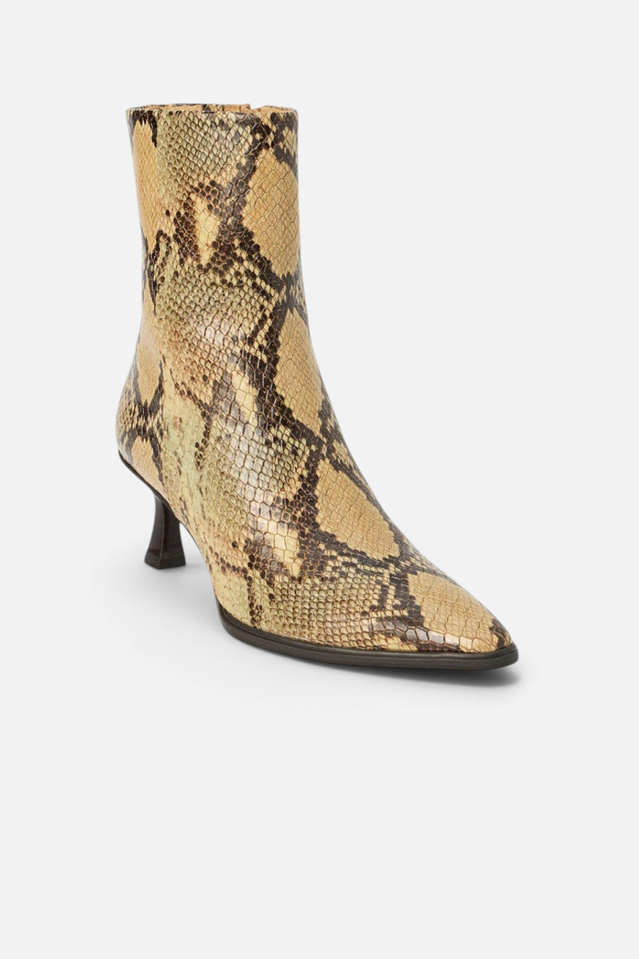 Matisse Gabbie Ankle Boot in Tan Snake – side view