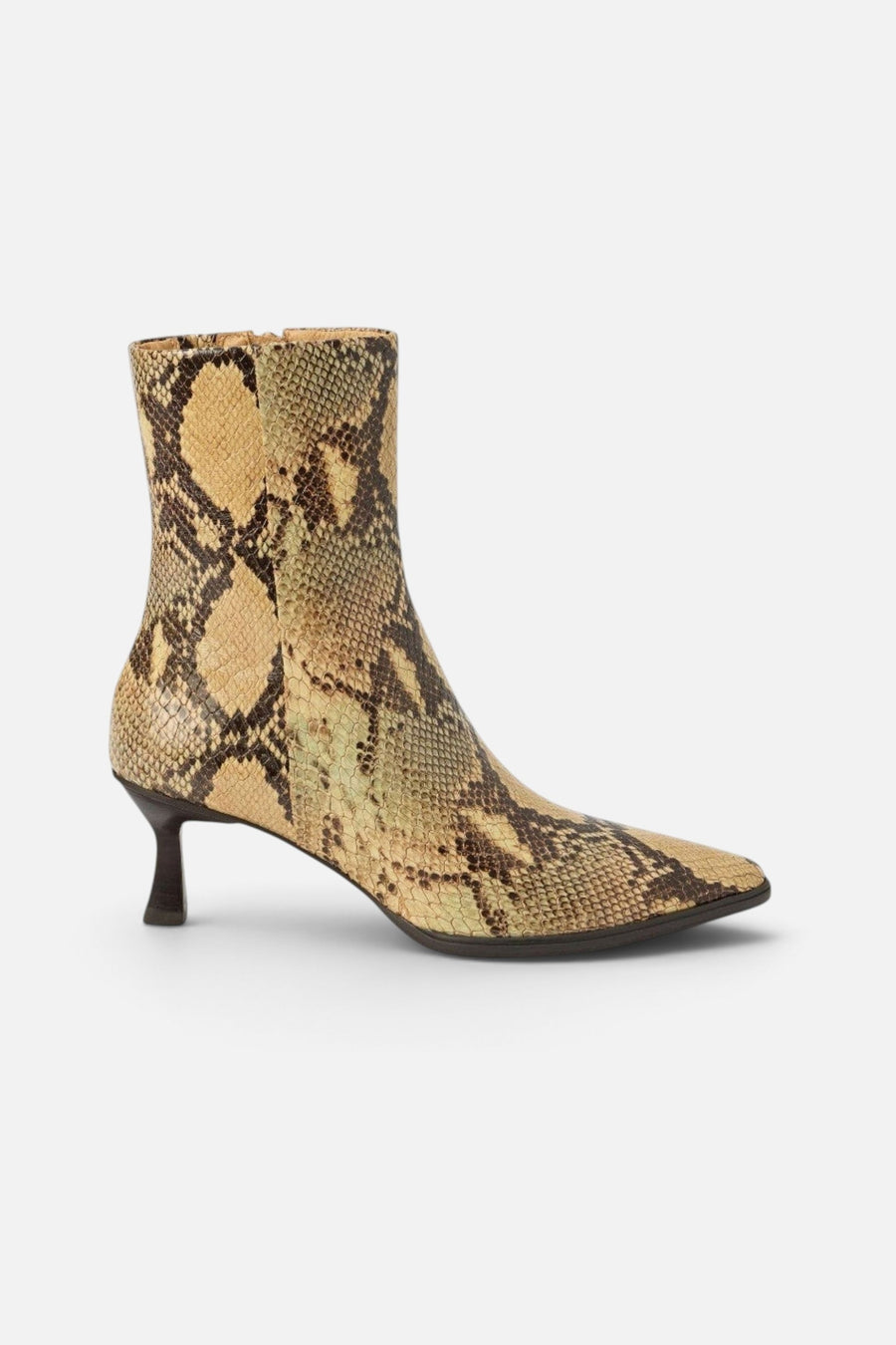 Matisse Gabbie Ankle Boot in Tan Snake – side view