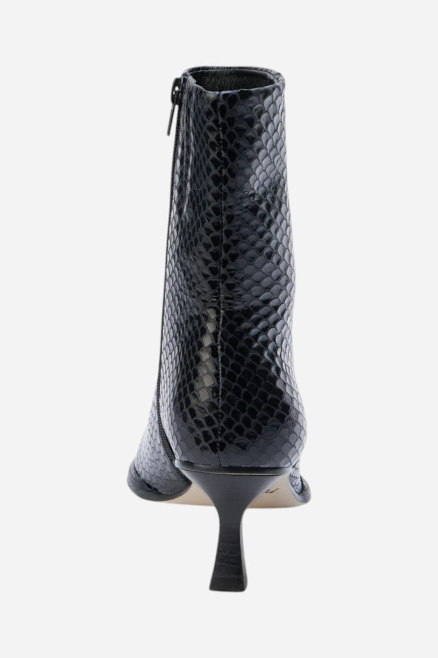 Matisse Gabbie Kitten Heel Bootie in Black/Snake – detail