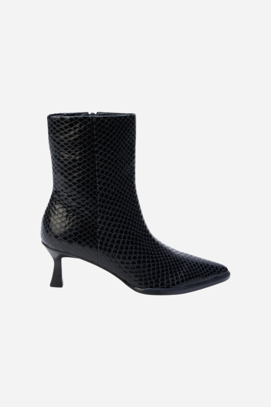 Matisse Gabbie Kitten Heel Bootie in Black/Snake – front view