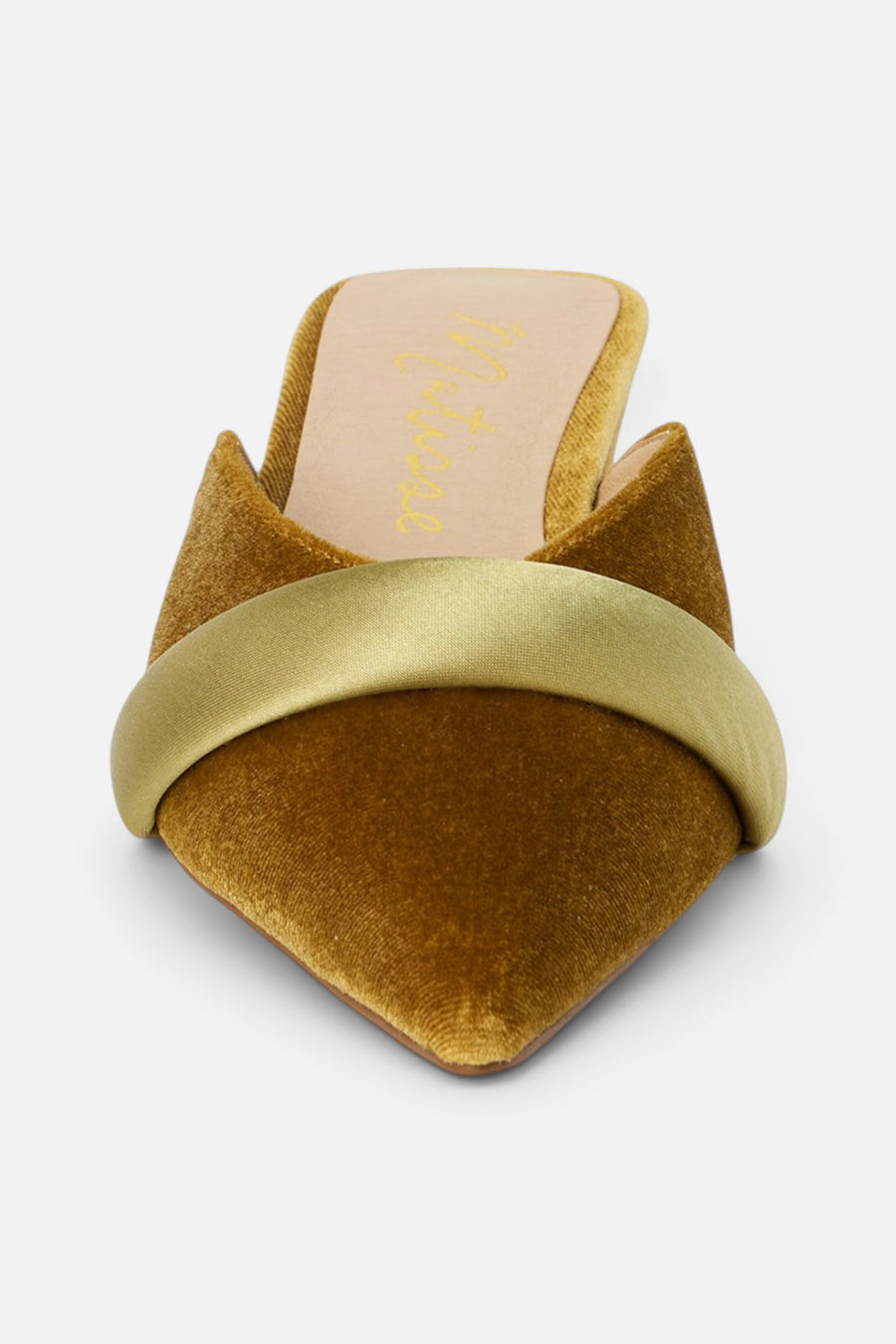 Matisse Kellan Kitten Heeled Mule in Chartreuse – detail