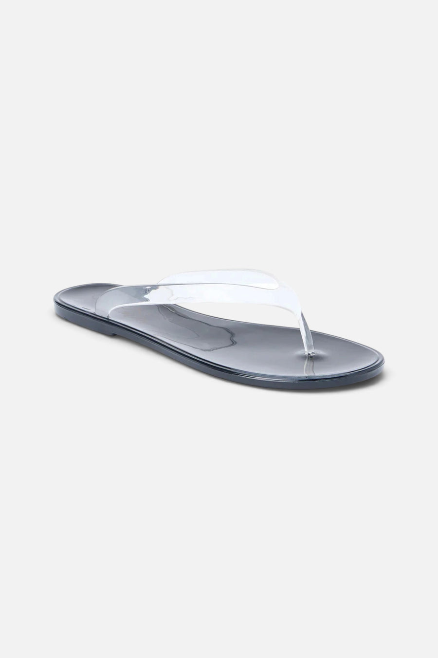 Matisse Olsen Flip Flop in Clear and Black – flat lay