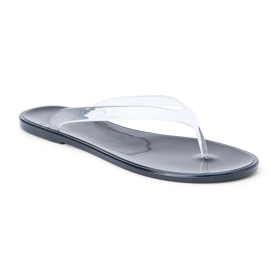 Matisse Olsen Flip Flop in Clear and Black – flat lay